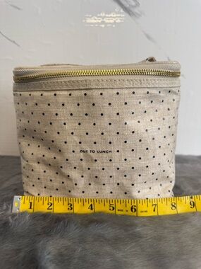 kate spade Beige Canvas Polka Dot Pouch with Black Label
